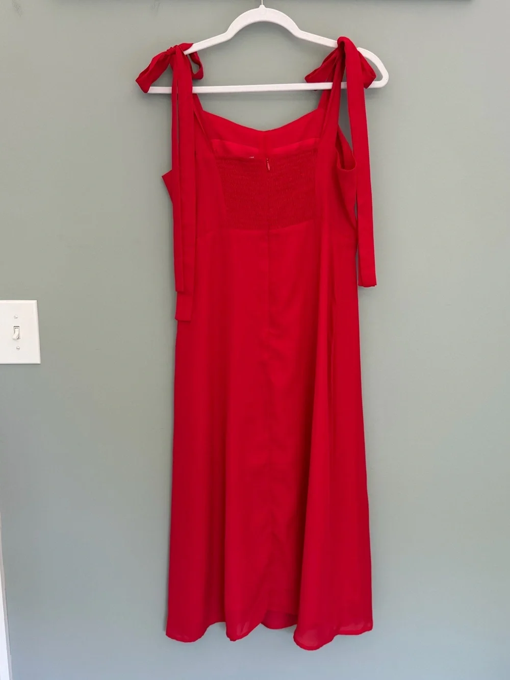 Rihoas Nordstrom Vibrant Red Tie-Shoulder Midi Dress - Picture 9 of 15